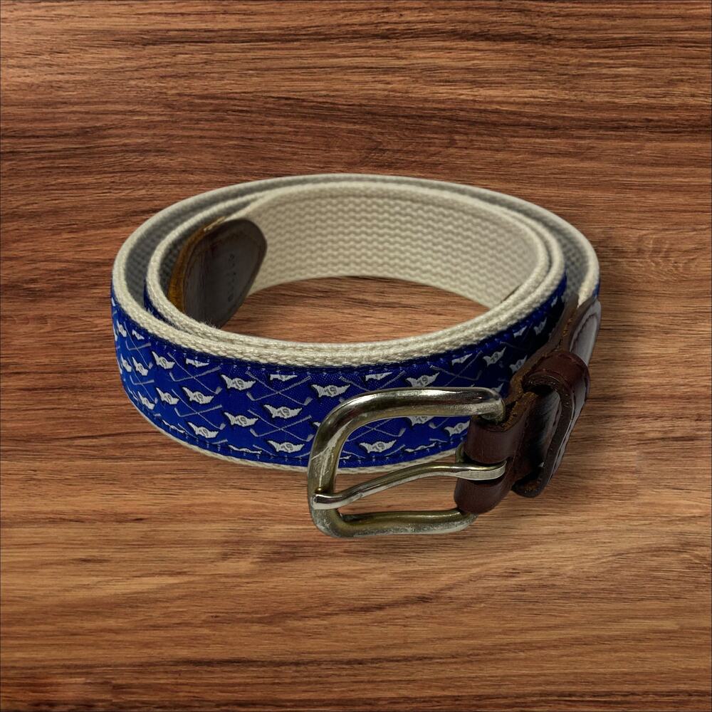 YRI Designs 19th Hole Men's Size Medium Golf Blue Leather Belt 50.5"